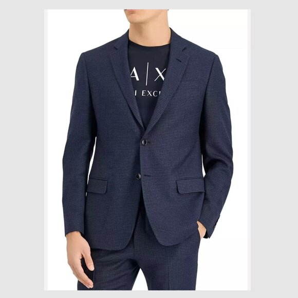 New AX Armani Exchange Mens Micro-Houndstooth Wool Suit Jacket 38 R - Picture 1 of 2